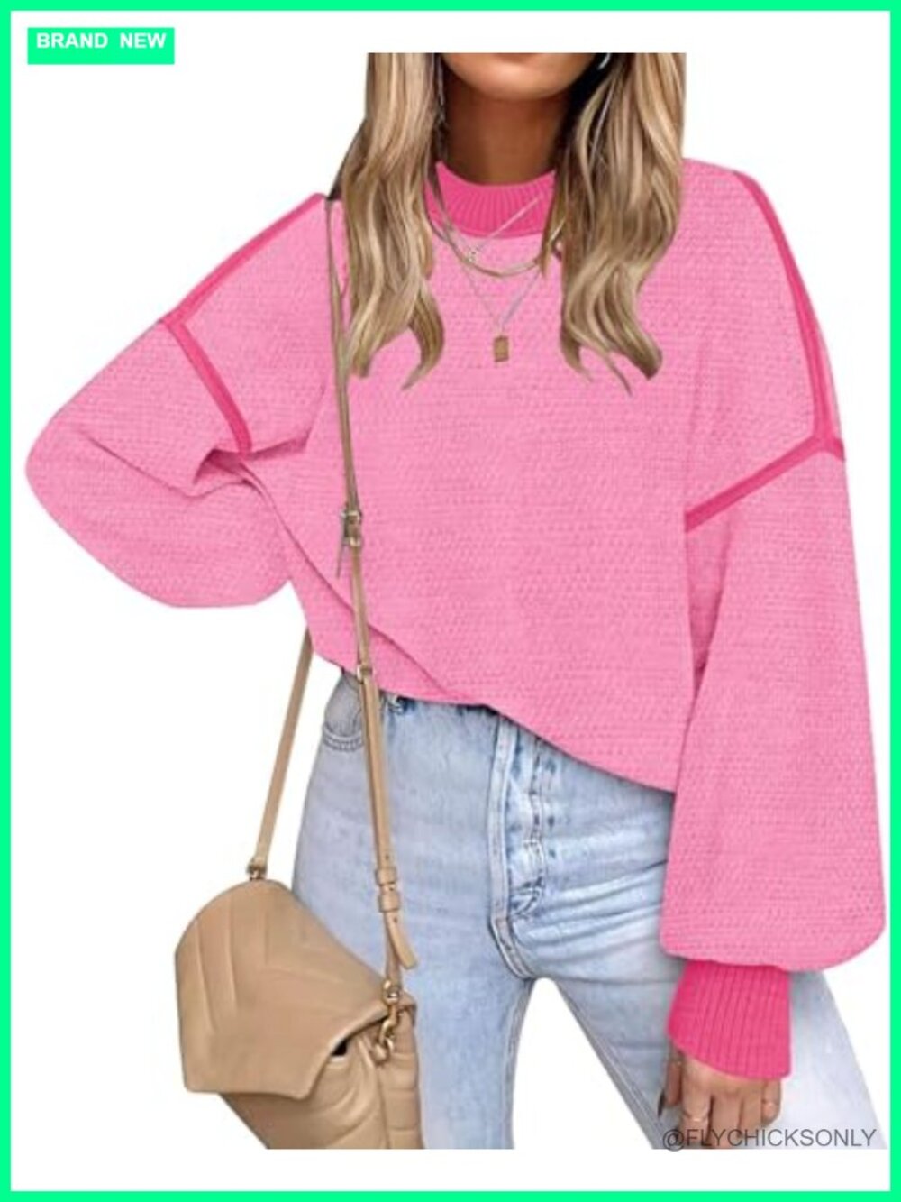 Viscose Nylon Oversized Batwing Sweater